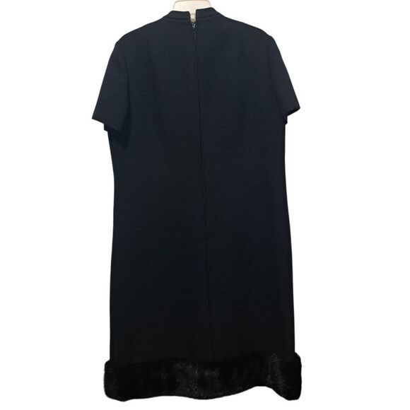 Vintage 80's Minimalist Union Made Talon Wool Blend Fur Trim Detail Black Sz 16 - Picture 4 of 15